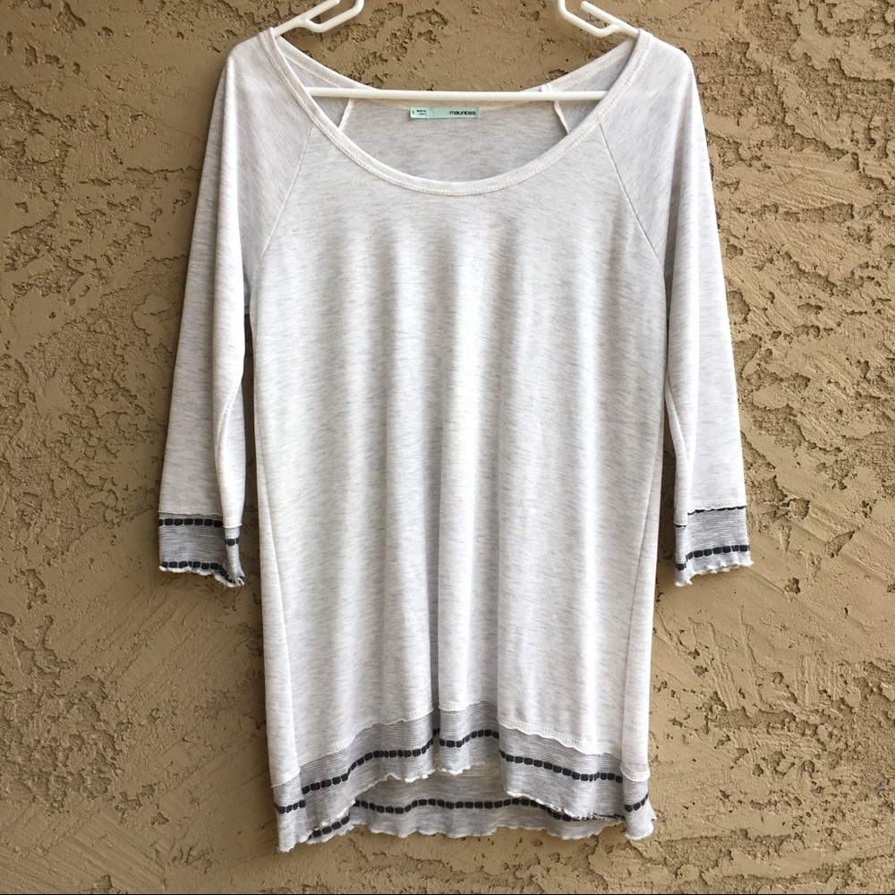 MAURICES Soft Tunic Grey Top Ruffled Hem Blouse